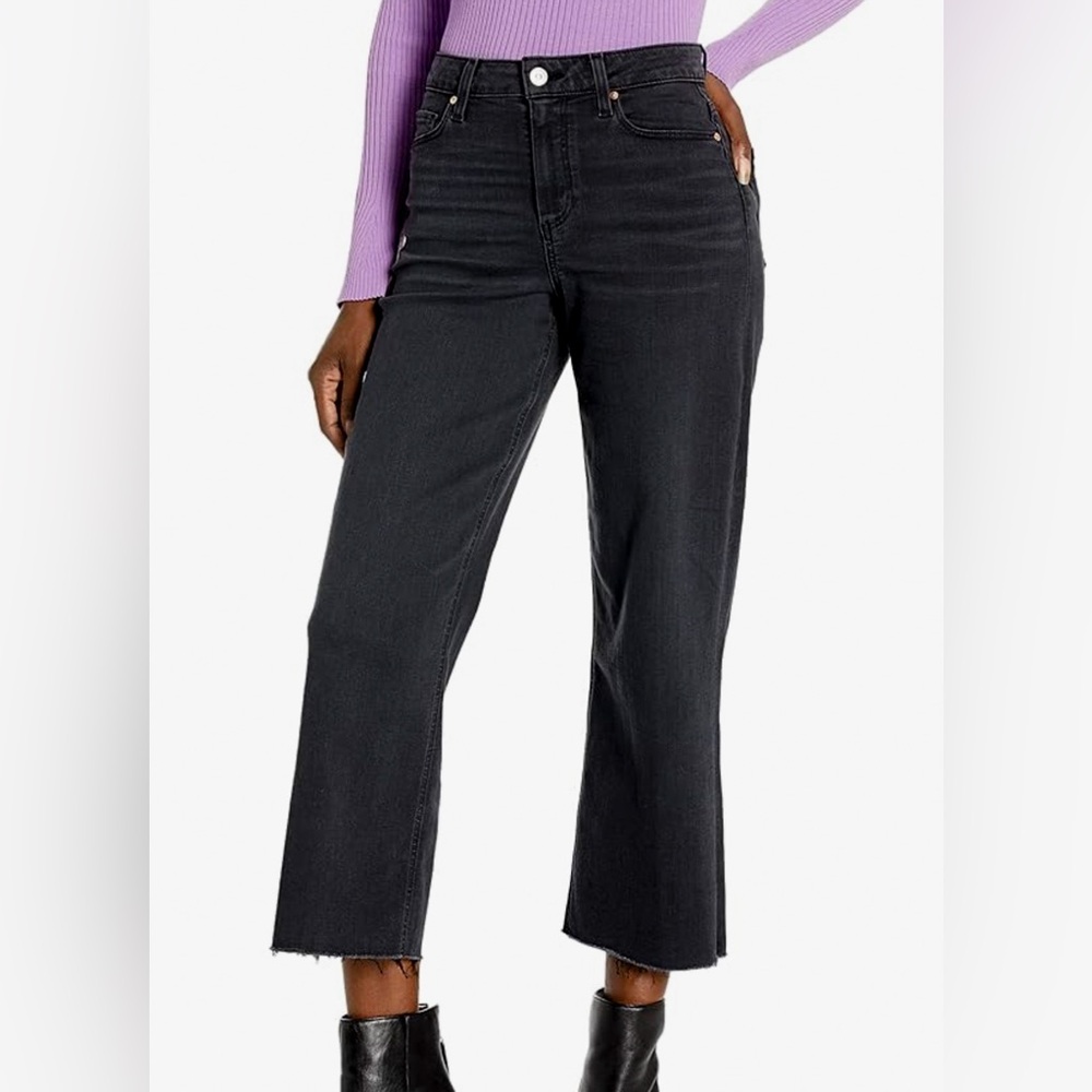 PAIGE Womens Nellie Black Wide Leg Jeans